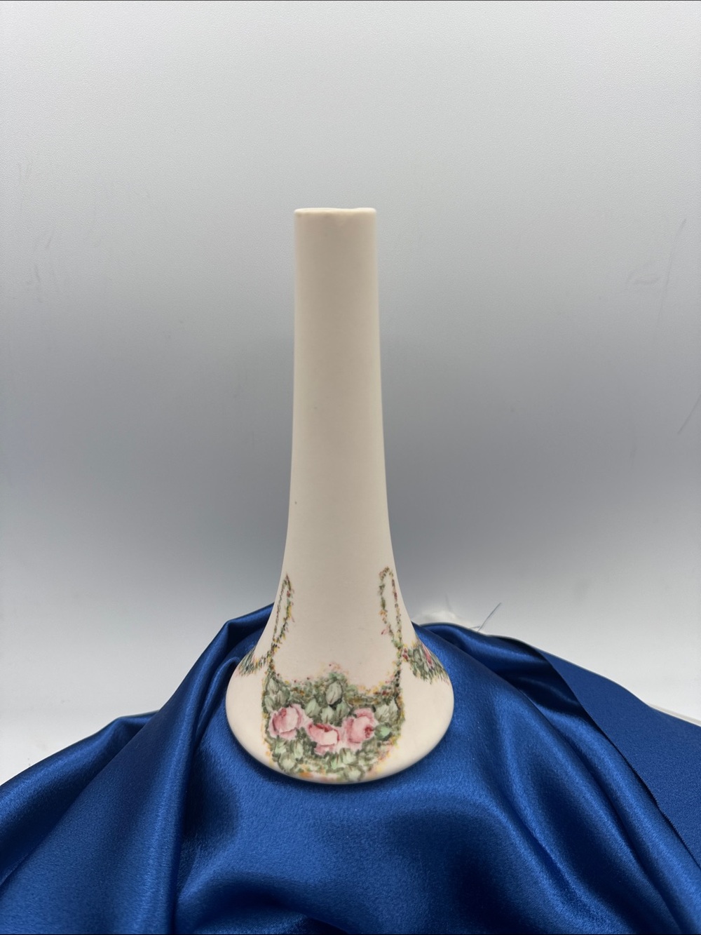 White Porcelain Bud Vase with Pink Rose Garland - Brand